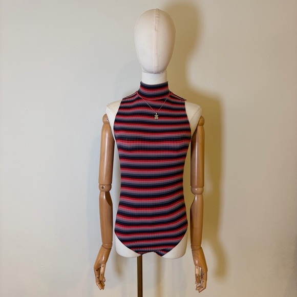 Abound Striped Ribbed Mock Neck Bodysuit XS - Picture 4 of 10
